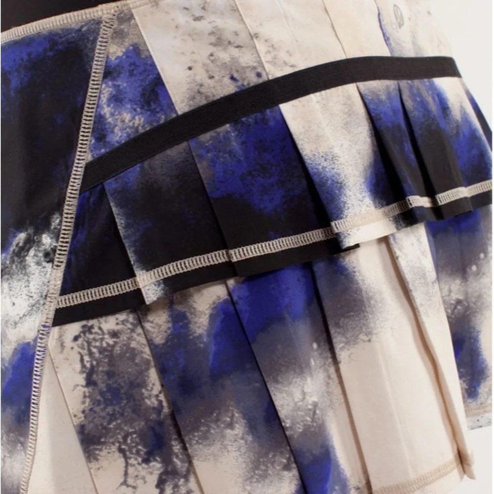 lululemon athletica Black, White & Blue Printed Mini Skort